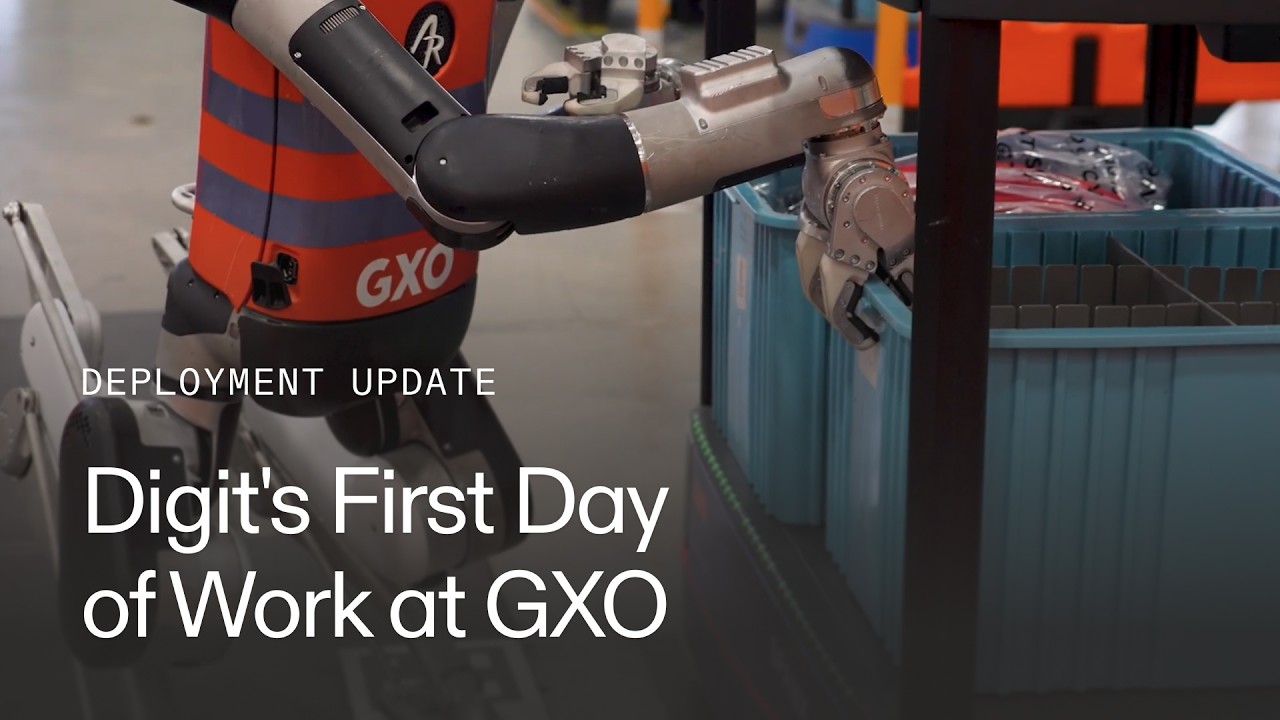 Digit working in a GXO warehouse in the official Agility Robotics video