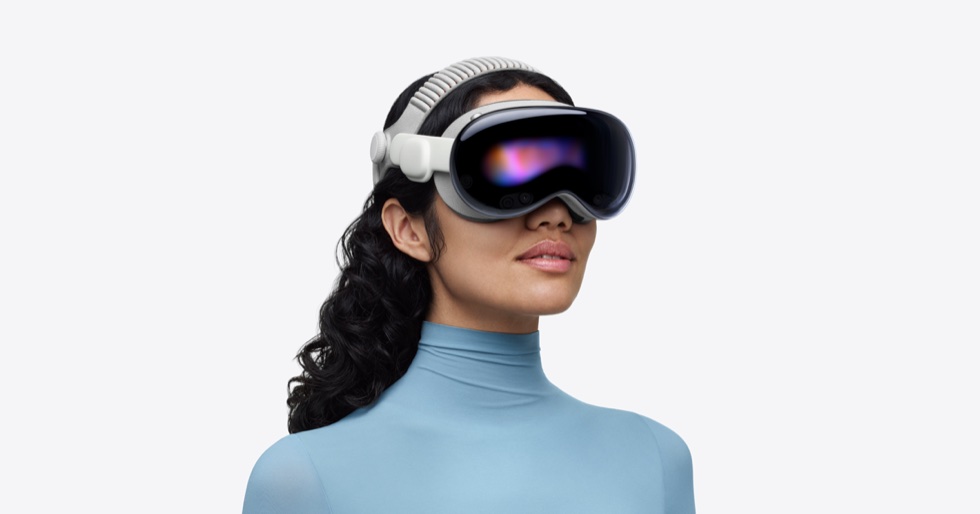 Person wearing Apple Vision Pro with the knit band