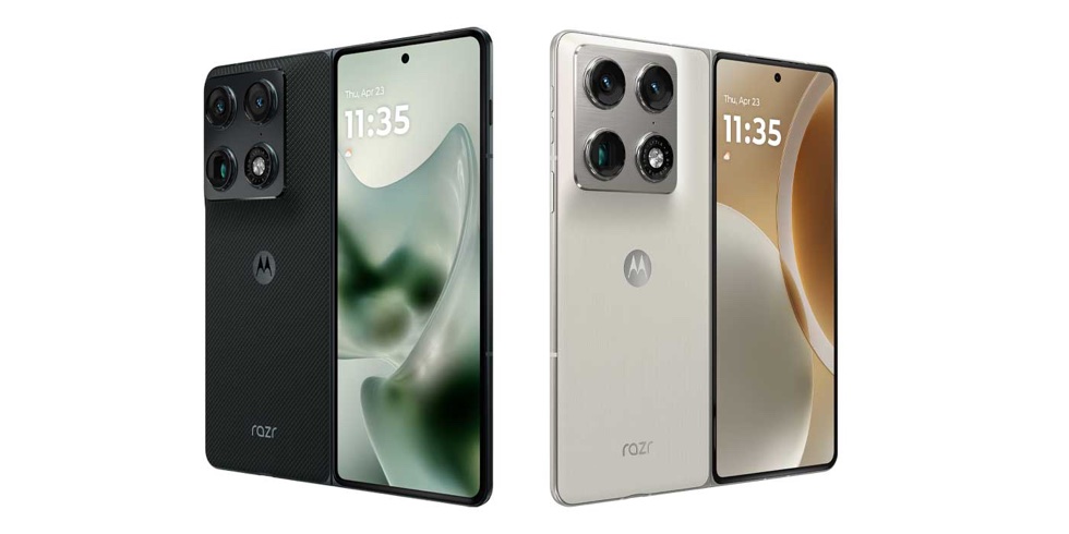Motorola Razr Fold in black and white finishes with quad camera modules